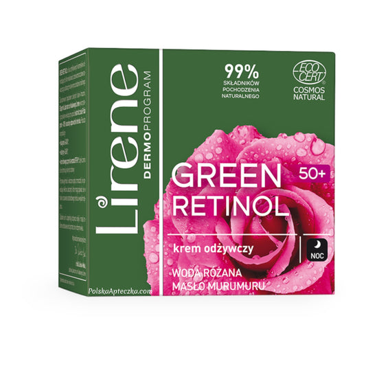 Lirene, Green Retinol 50+ krem do twarzy odżywczy woda różana masło murumuru na noc 50ml