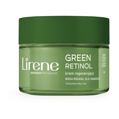 Lirene, Green Retinol 60+ krem do twarzy regenerujący woda różana olej babassu na noc 50ml