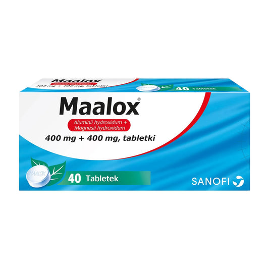 Maalox 400 mg + 400 mg – 40 chewable tablets antacid by Sanofi