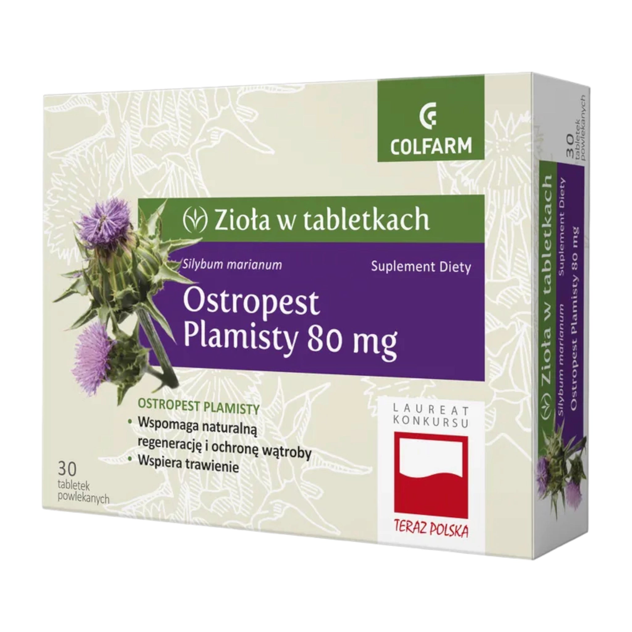 Milk Thistle 80mg Liver Support Ostropest Plamisty 30 Tablets Colfarm