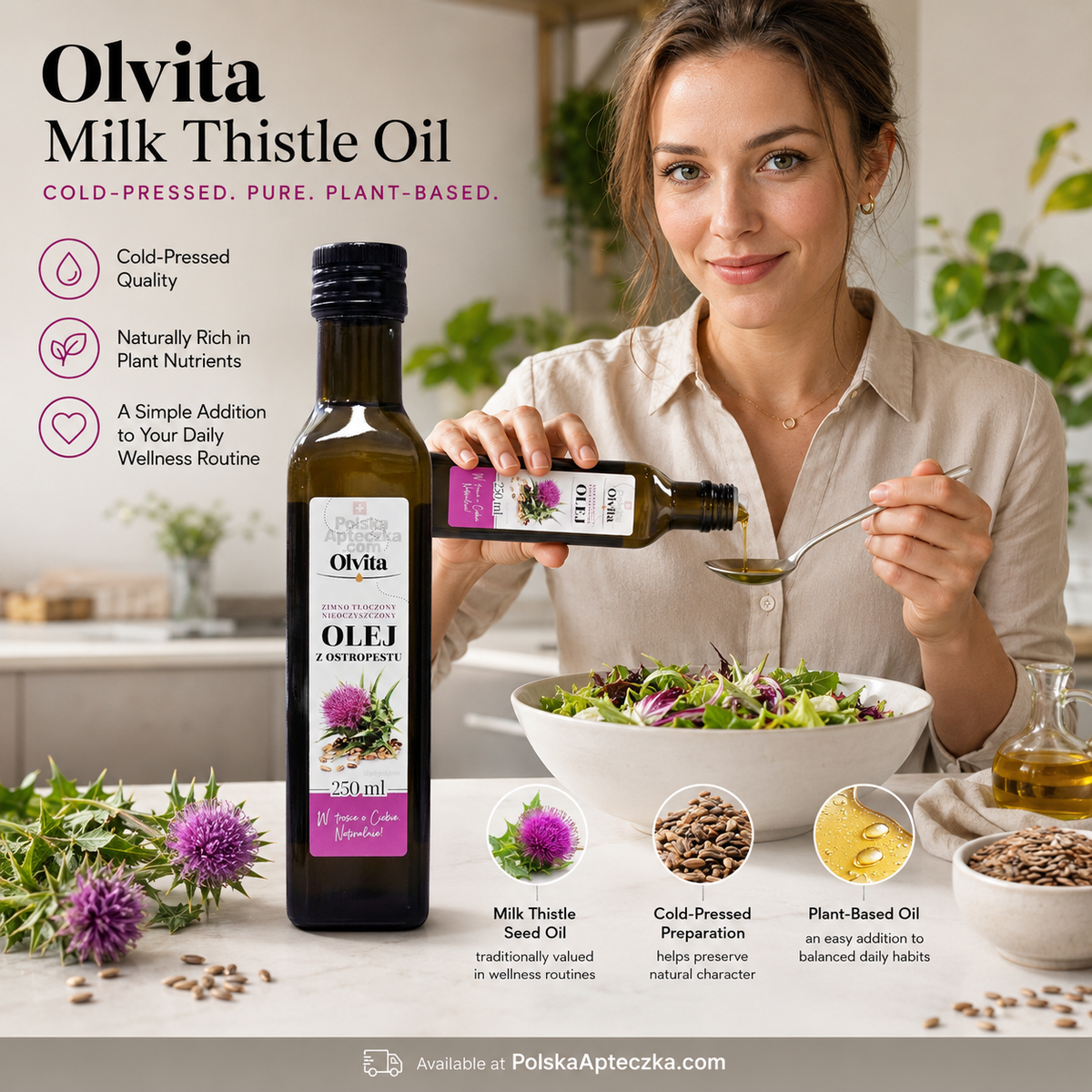 Milk Thistle Oil Cold Pressed and Unrefined 250ml | Olej z Ostropestu