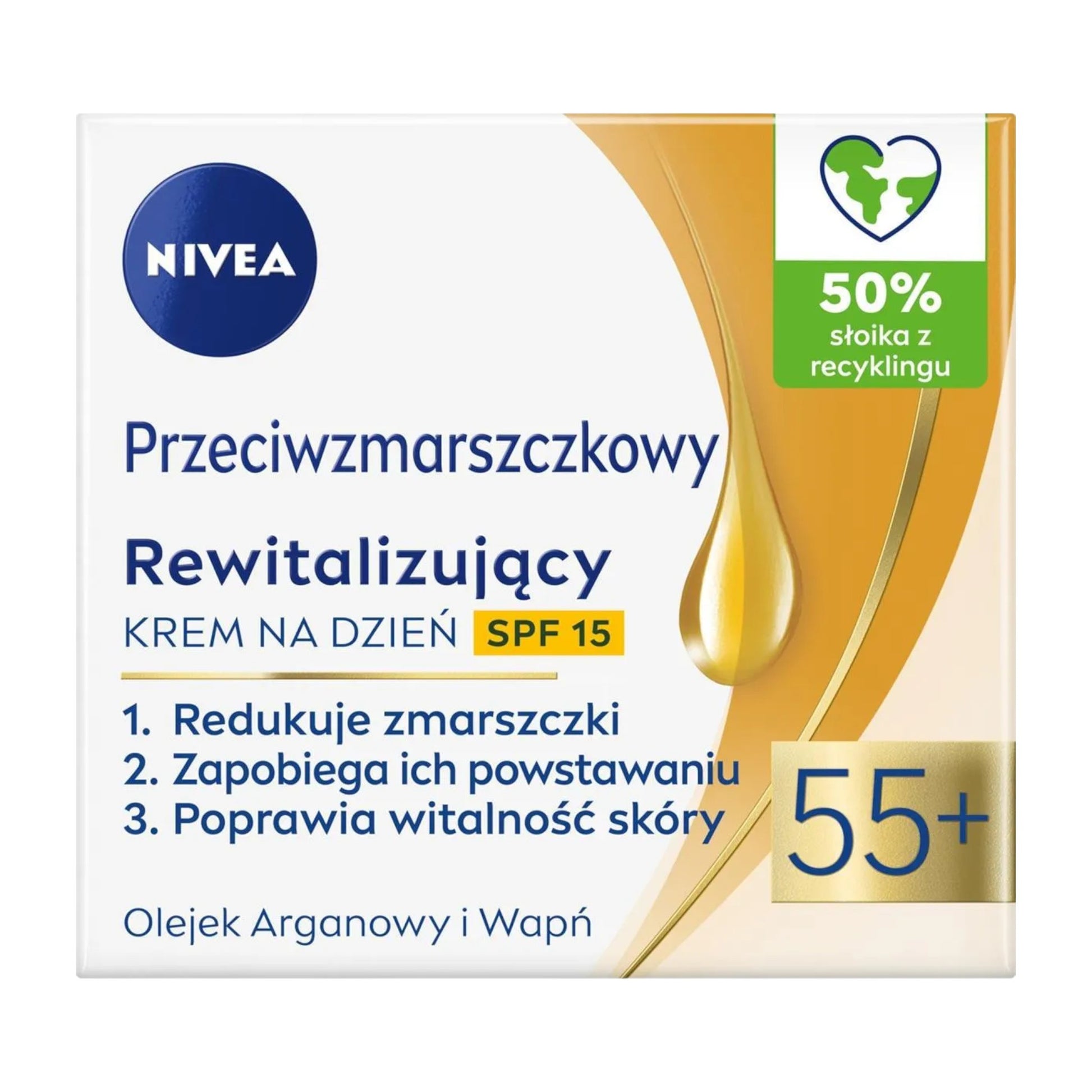 NIVEA 55+ Anti-Wrinkle Revitalizing Day Cream Box Front – 50ml