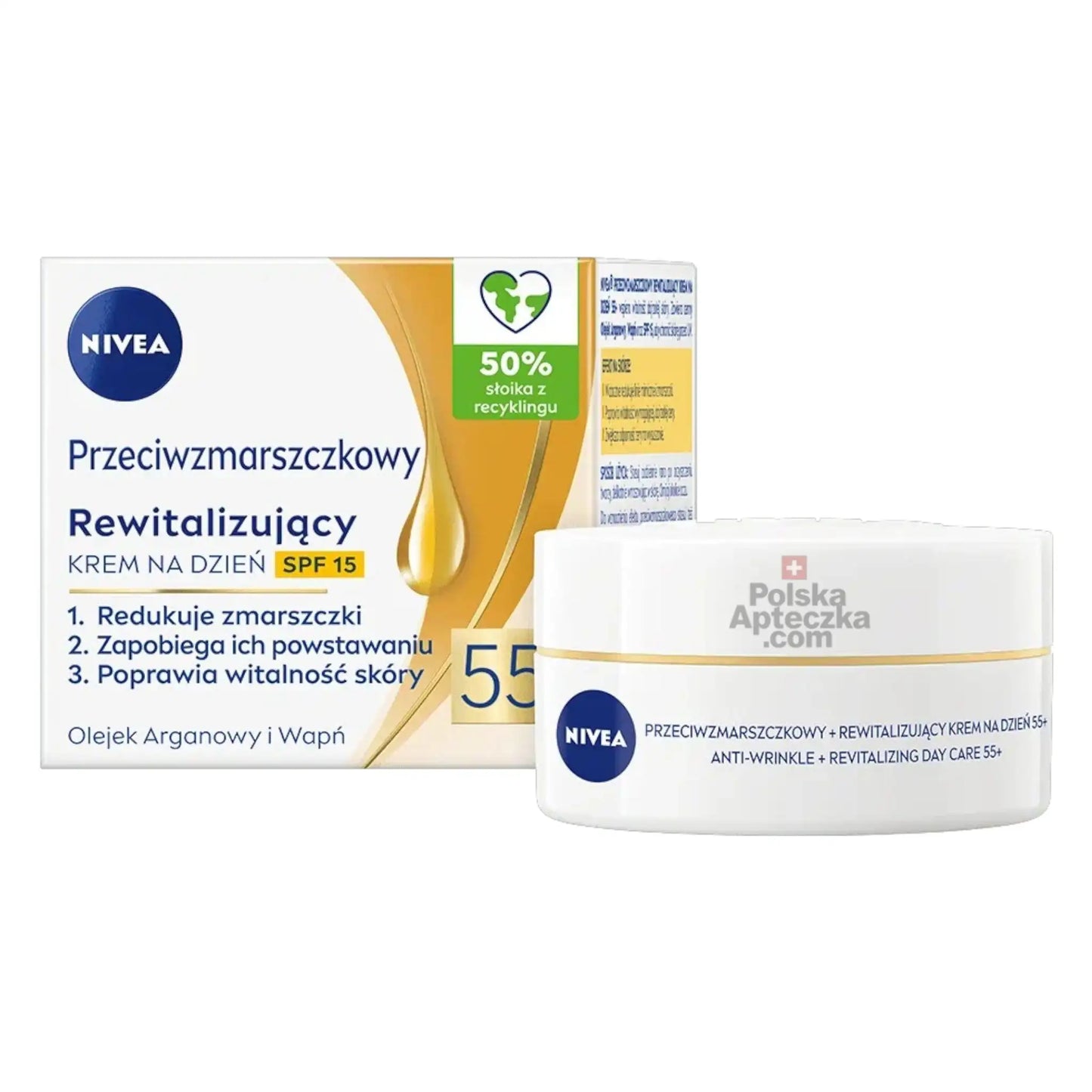 NIVEA 55+ Anti-Wrinkle and Revitalizing Day Cream with Argan Oil and SPF 15 – front of packaging