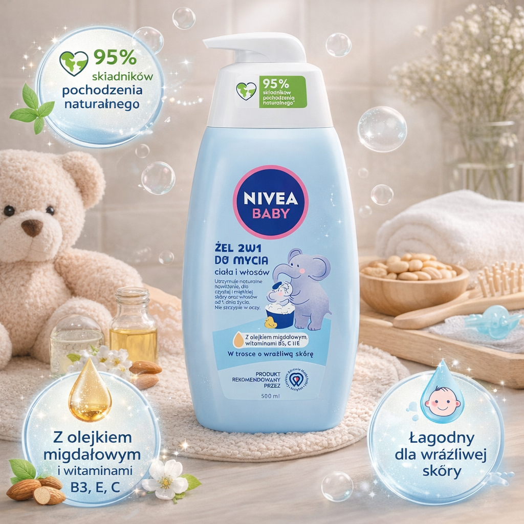 NIVEA Baby 2-in-1 Body and Hair Wash for Babies and Infants from Birth 500 ml benefits