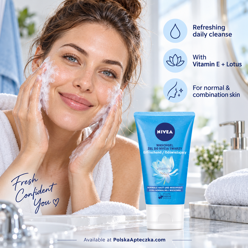 NIVEA Refreshing Face Wash Gel with vitamin E and lotus 150 ml for normal and combination skin lifestyle