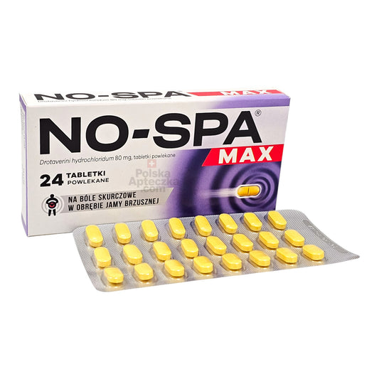 NO-SPA MAX packaging with yellow tablets on a white background