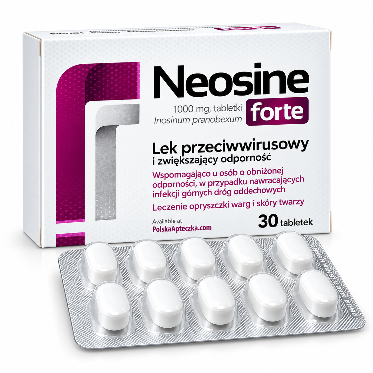 Neosine Forte 1000mg Inosine Pranobex Antiviral & Immune Support 30 Tablets Blister Pack