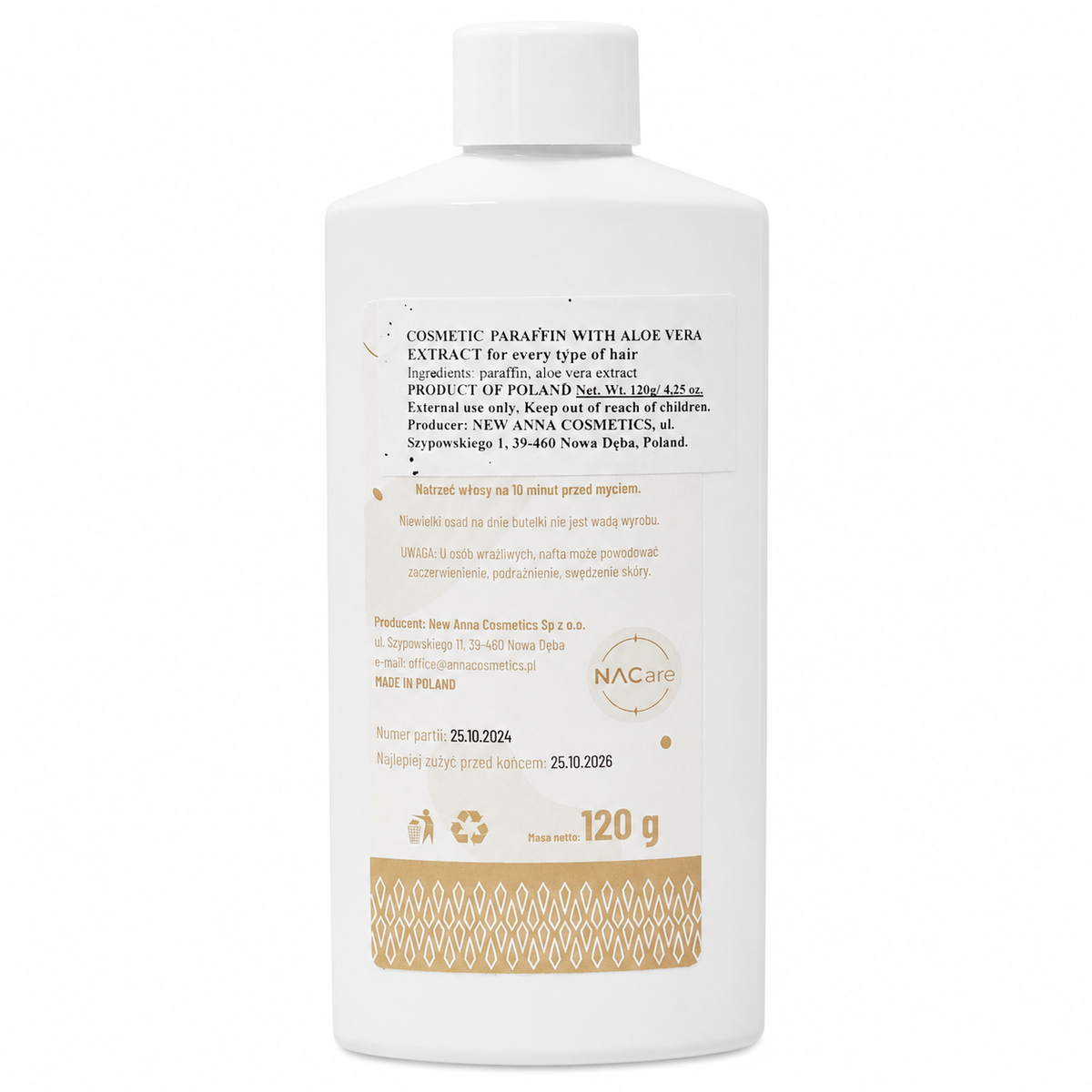 New Anna Cosmetic Paraffin with Aloe Vera Hair Treatment 120 g back