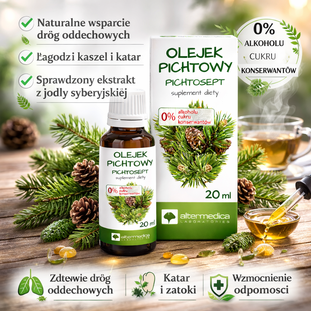 Olejek Pichtowy Pichtosept 20 ml Alternmedica Benefits Polska Apteczka