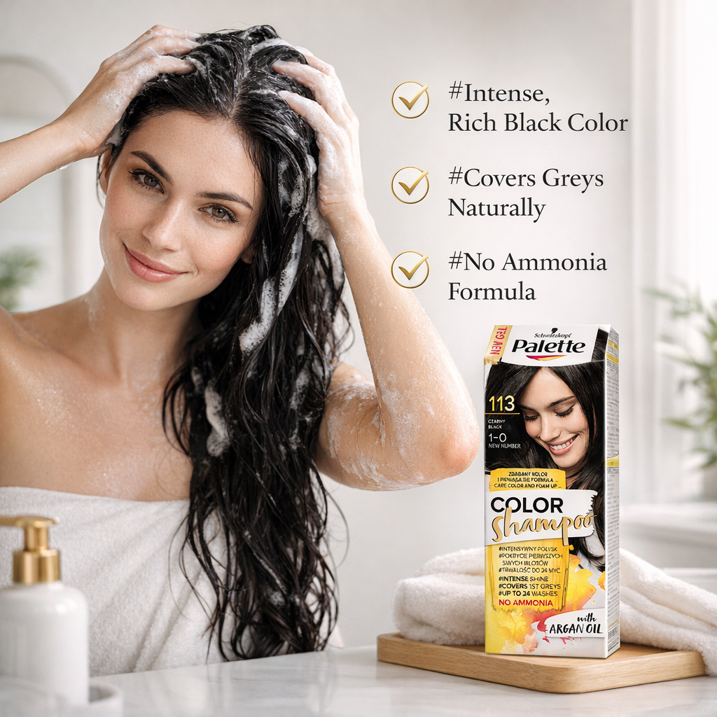 Palette Color Shampoo 113 Black 1-0 Ammonia Free with Argan Oil 70ml Lifestyle Polska Apteczka 