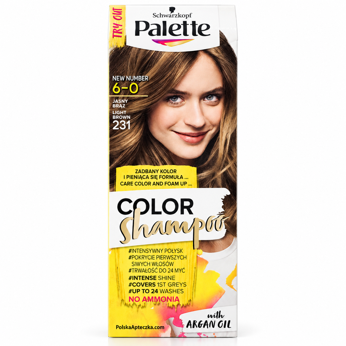 Palette Color Shampoo 231 Light Brown Ammonia Free with Argan Oil 70ml