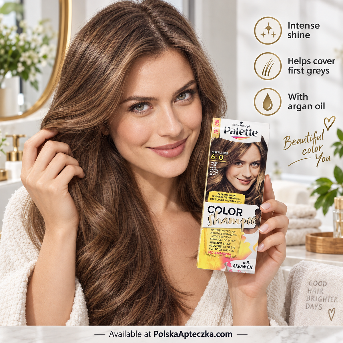 Palette Color Shampoo 231 Light Brown Ammonia Free with Argan Oil 70ml lifestyle