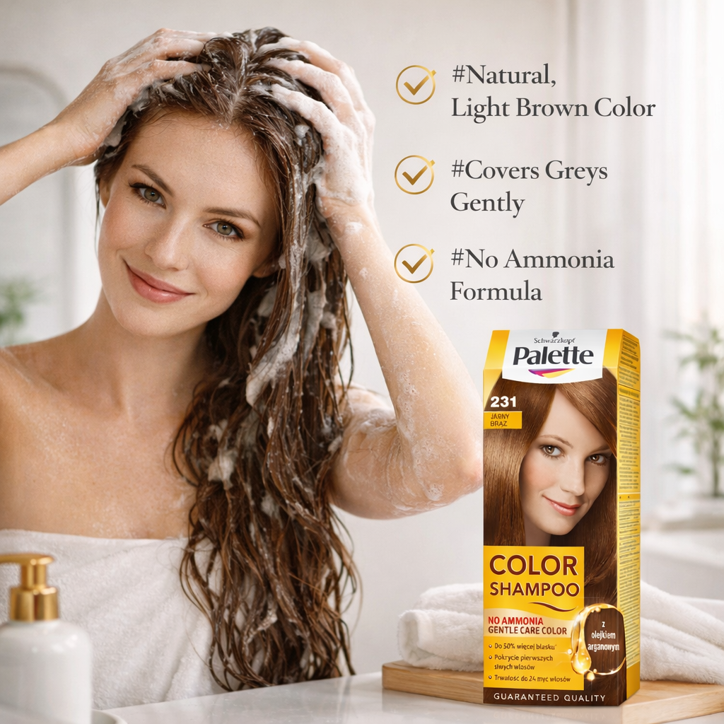 Palette Color Shampoo 231 Light Brown Ammonia Free with Argan Oil Lifestyle Polska Apteczka