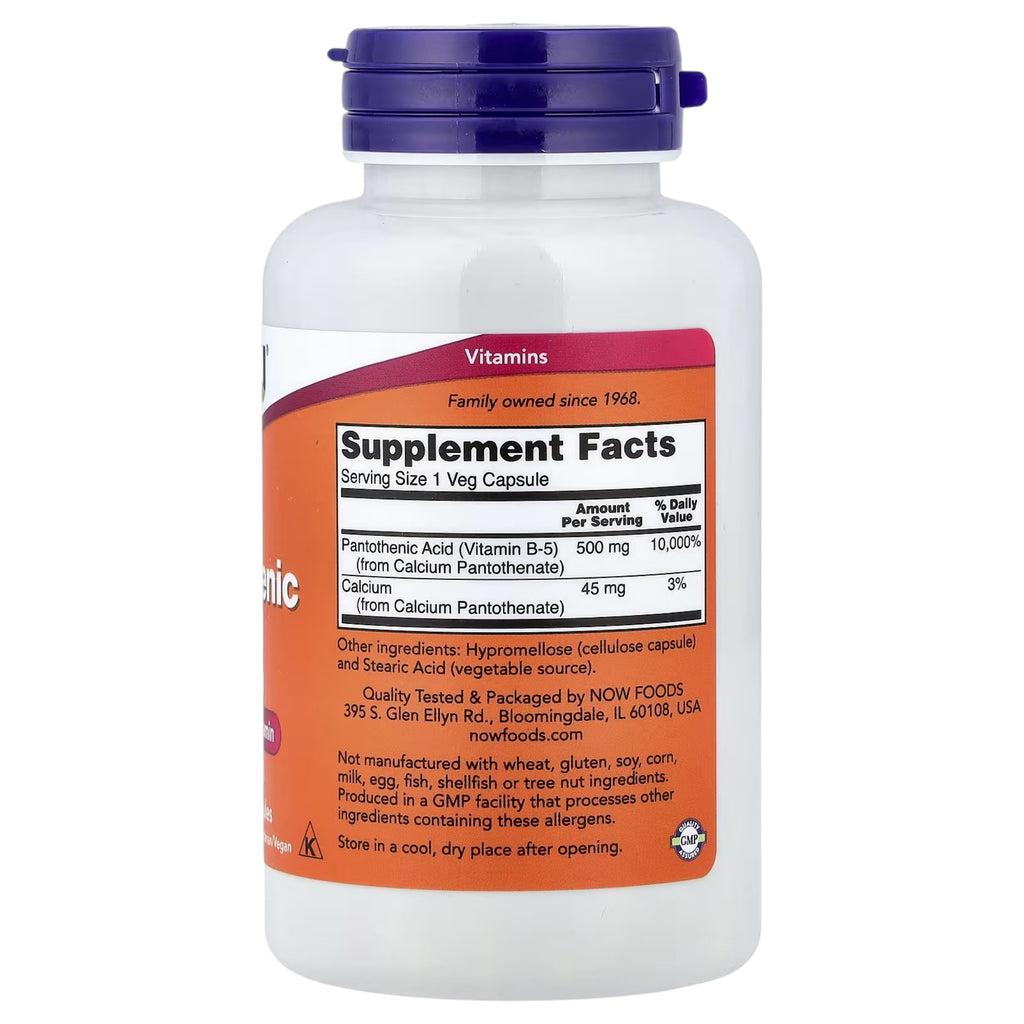 Pantothenic Acid 500 mg Vitamin B5 100 Veg Capsules ingredients
