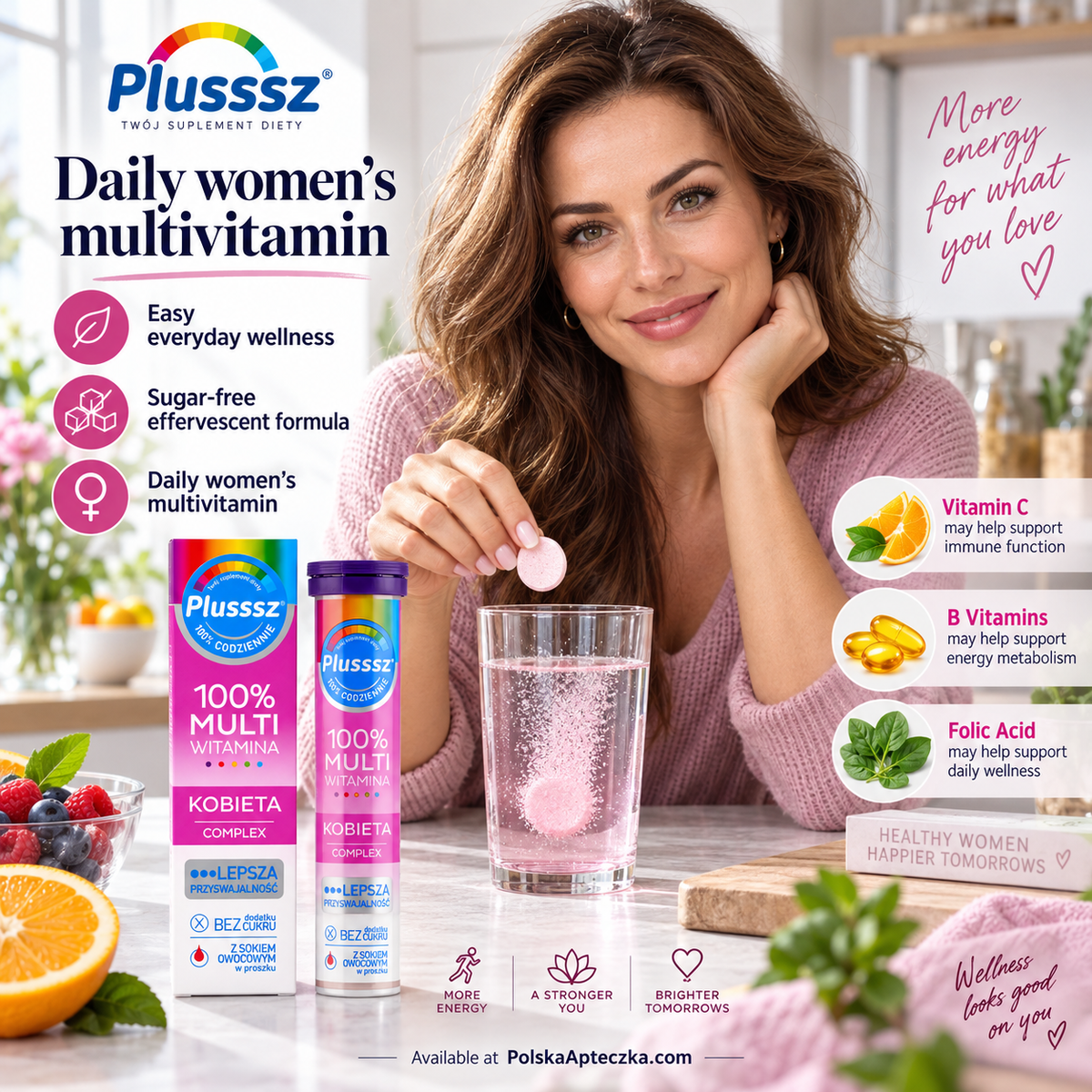 Plusssz 100% Multivitamin Women Complex – Energy, Immunity, Hair Skin & Nails 20 Effervescent Tablets Lifestye