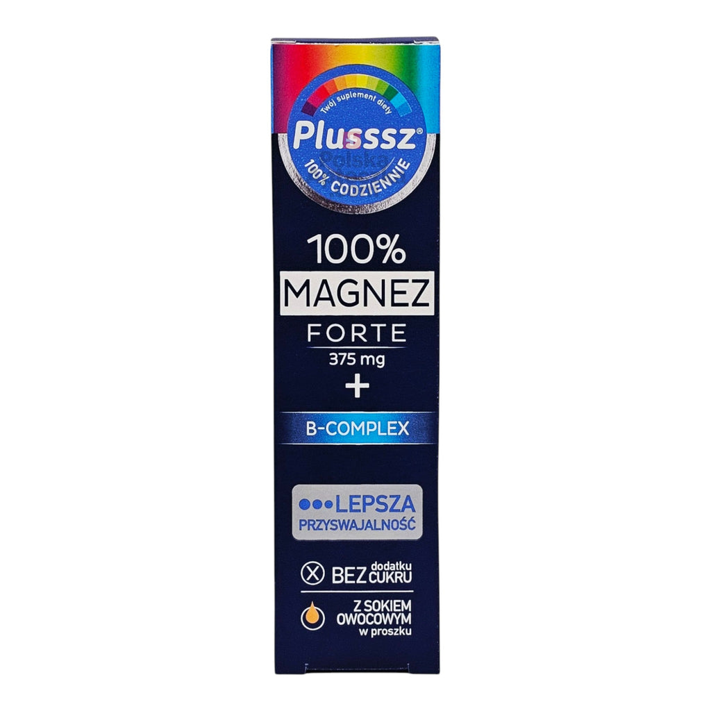 Plusssz Magnesium Forte Complex effervescent tablets sugar-free magnesium supplement with vitamin B6 for muscle support and energy front