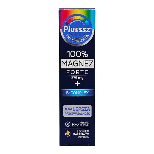 Plusssz Magnesium Forte Complex effervescent tablets sugar-free magnesium supplement with vitamin B6 for muscle support and energy front