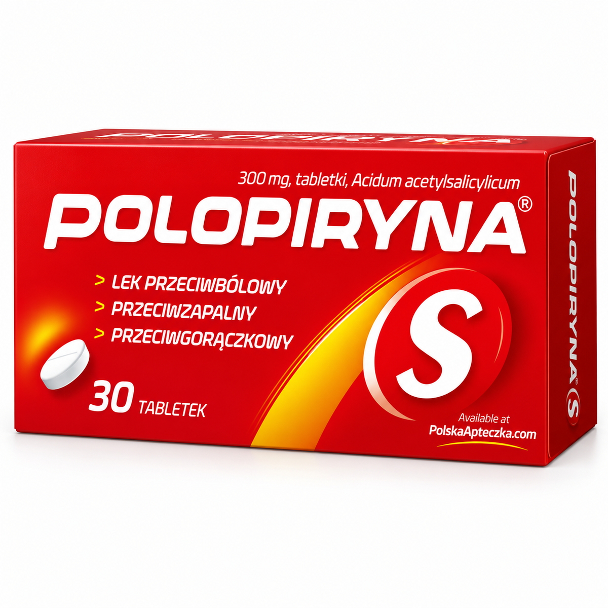 Polopiryna S 300 mg Aspirin Pain & Fever Relief 30 Tablets, Polpharma 