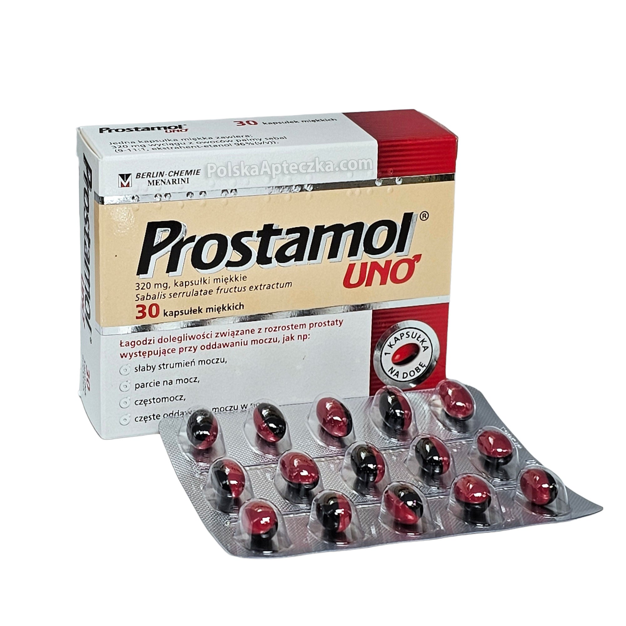 Prostamol Uno 30 soft capsules box – prostate support supplement for men by Berlin-Chemie