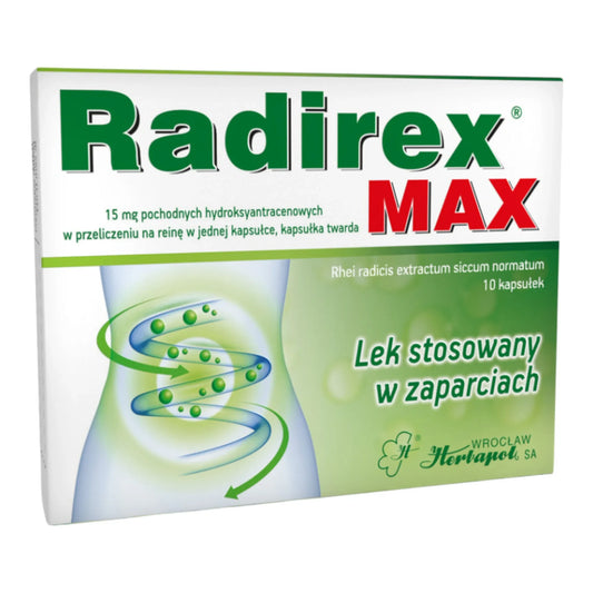 Radirex MAX herbal laxative for occasional constipation relief, 10 capsules by Herbapol