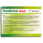 Radirex Max back label with dosage, ingredients, and usage instructions