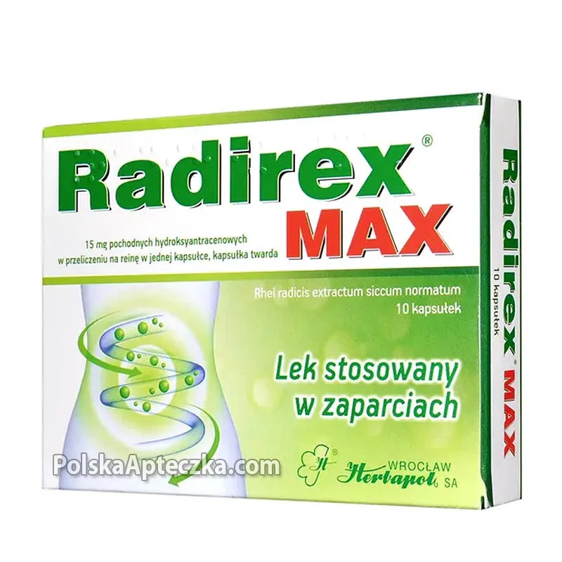 Radirex Max herbal laxative packaging used for occasional constipation