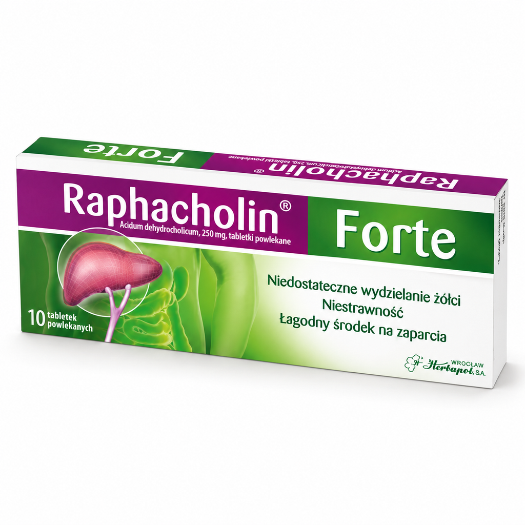 Raphacholin Forte 250 mg dehydrocholic acid digestive medicine 10 tablets