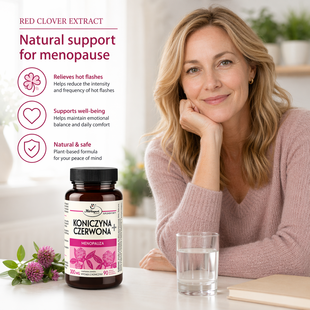 Red Clover Menopause Support 300mg Herbapol 90 Capsules Lifestyle