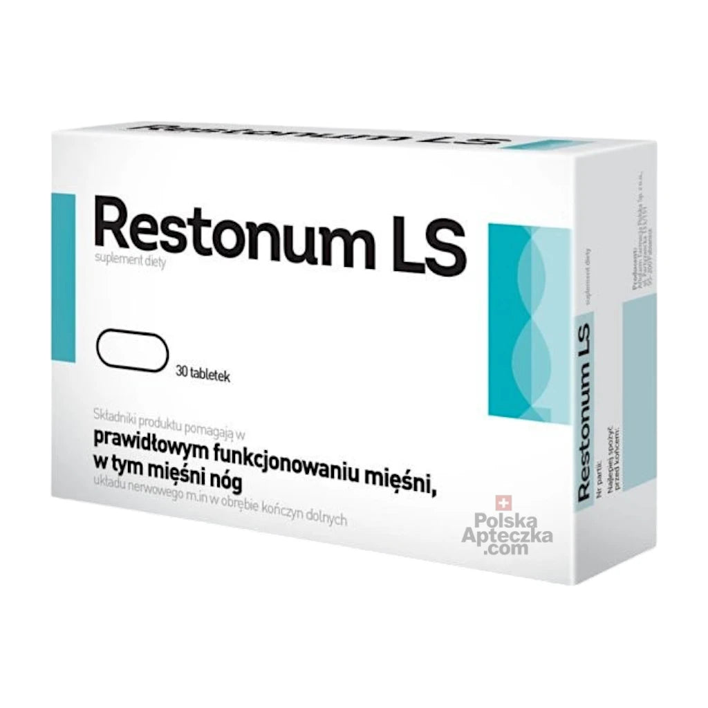 Restonum LS 30 tablets box – leg muscle and nerve support supplement with magnesium and vitamin B6