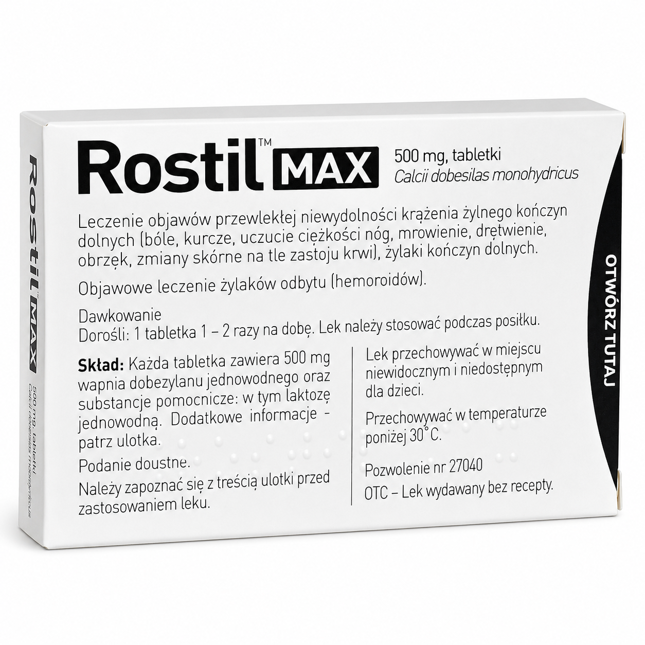 Rostil MAX 500 mg 30 Tablets ingredients