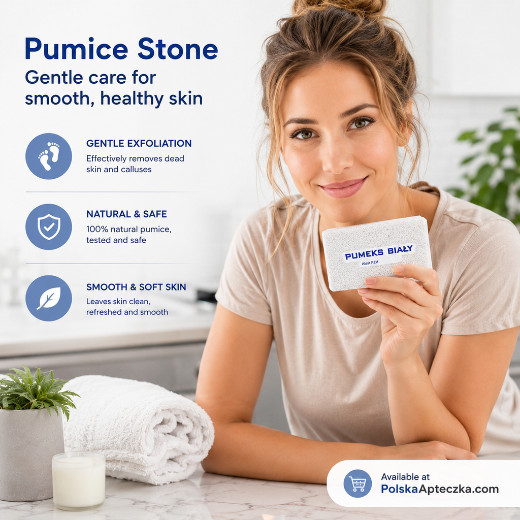 Sanel Pumeks Biały white pumice stone Polish foot care exfoliating block for heels calluses rough dry skin Atest PZH lifestyle