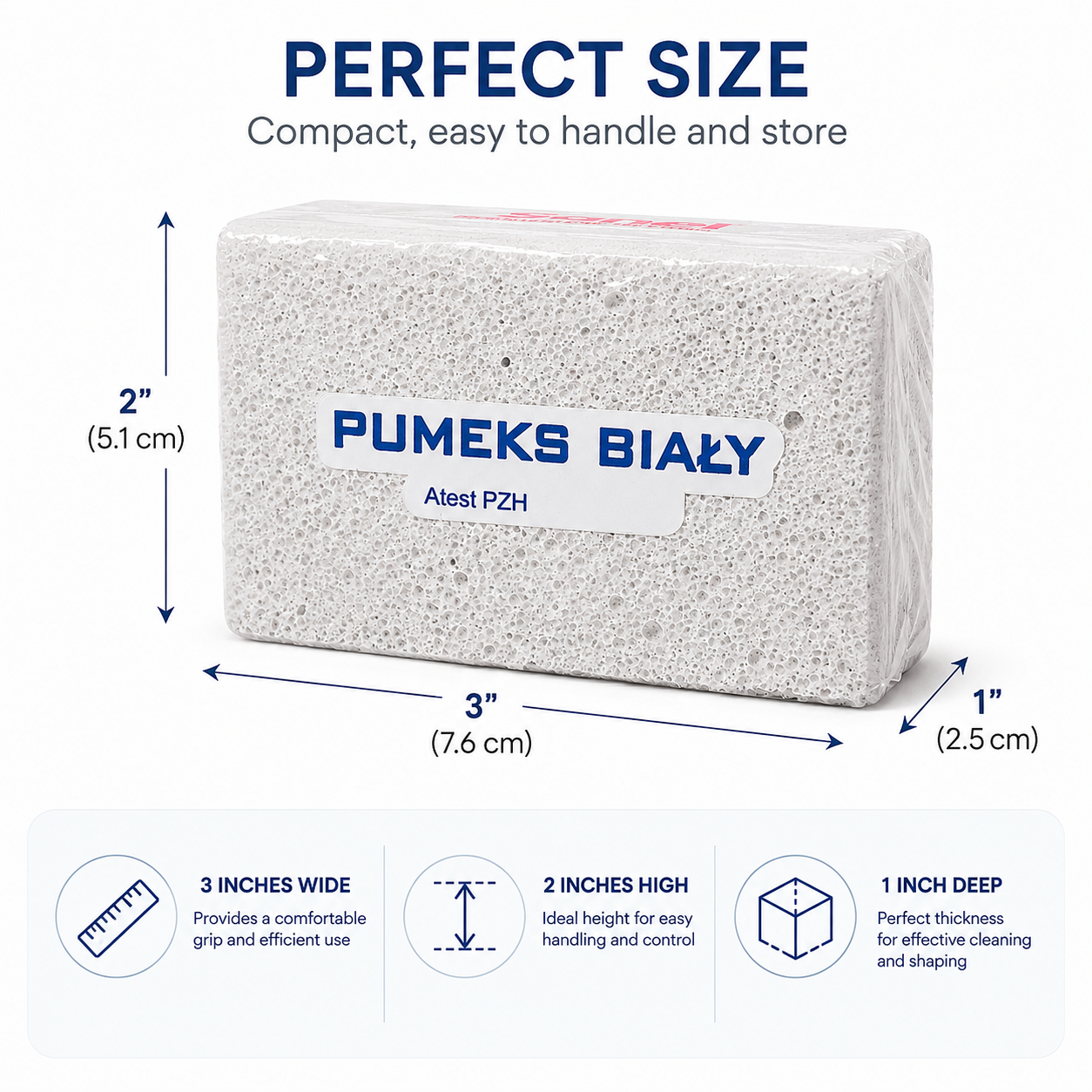 Sanel Pumeks Biały white pumice stone Polish foot care exfoliating block for heels calluses rough dry skin Atest PZH lifestyle size