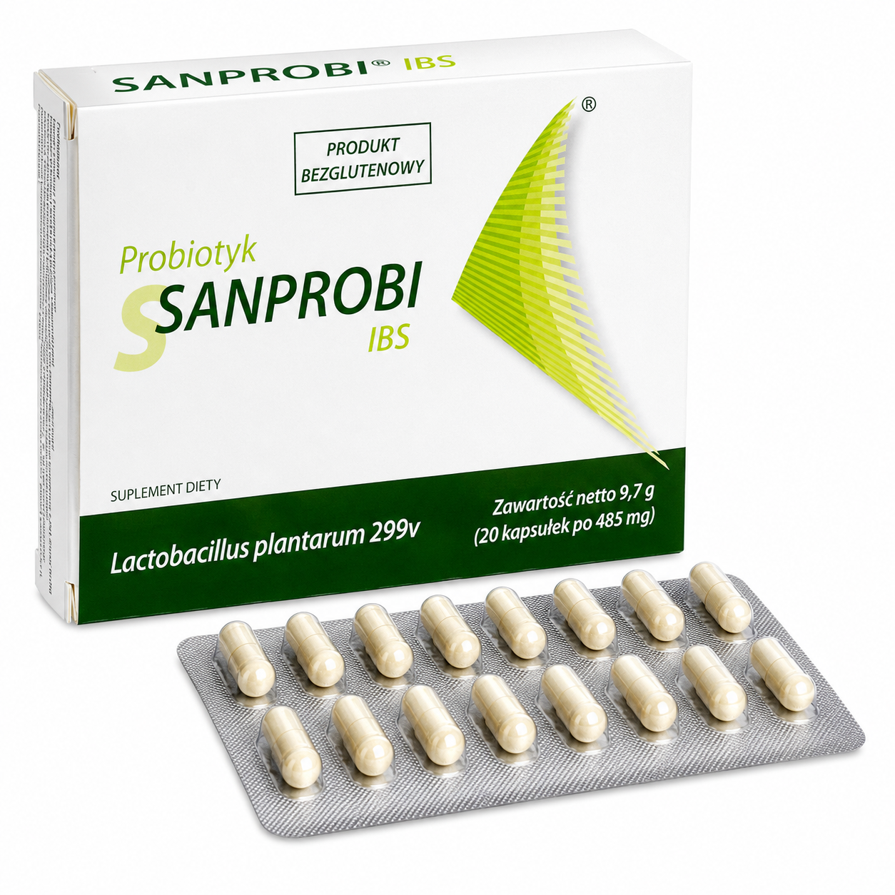 Sanprobi IBS Probiotic Lactobacillus plantarum 299v Gluten-Free Digestive Support 20 Capsules