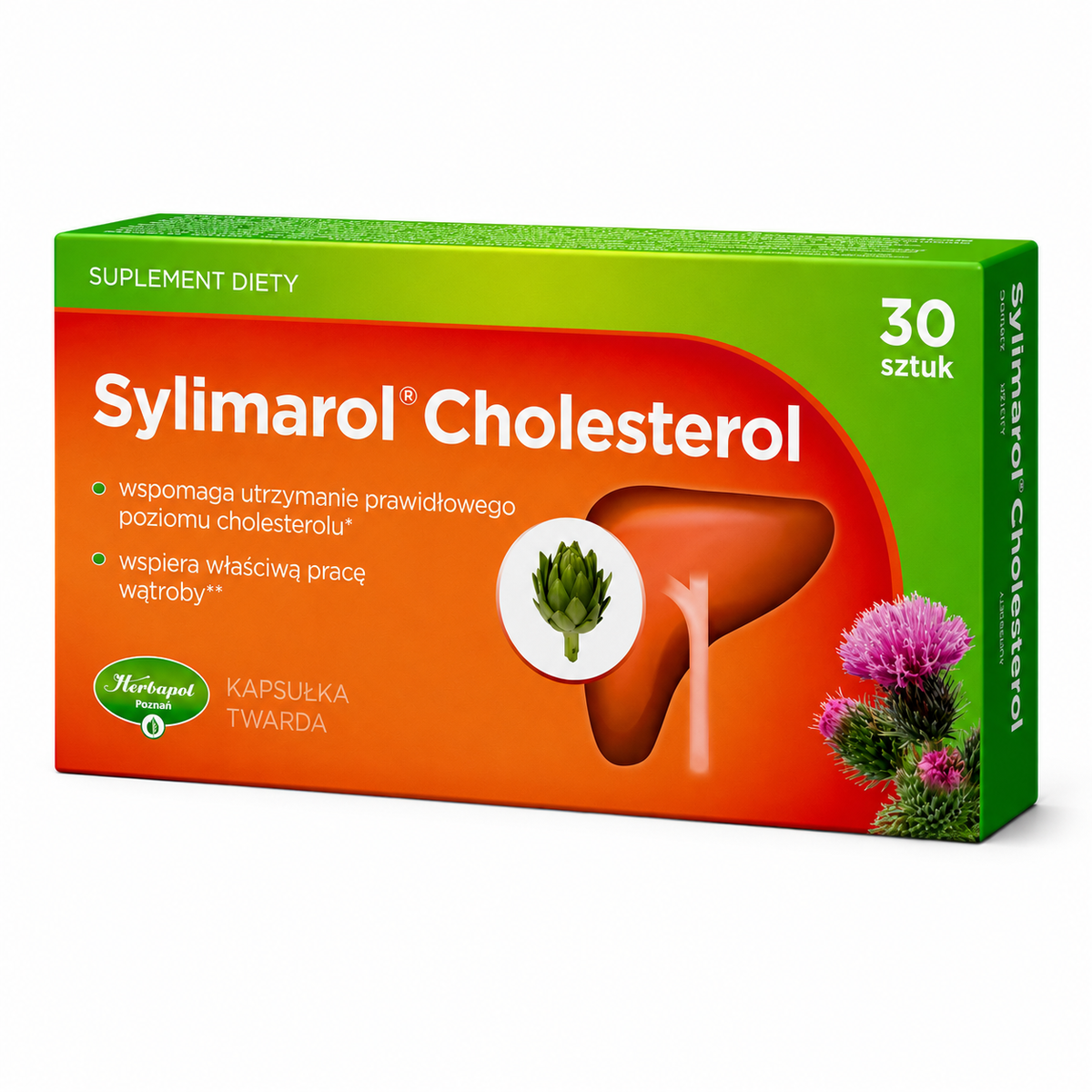 Silymarol Cholesterol Herbapol Poznan artichoke and milk thistle liver and cholesterol support supplement 30 capsules