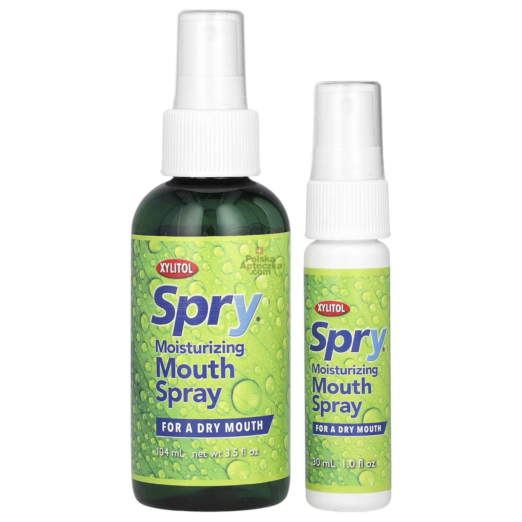 Spry moisturizing mouth spray xylitol 104 ml and 30 ml bottles