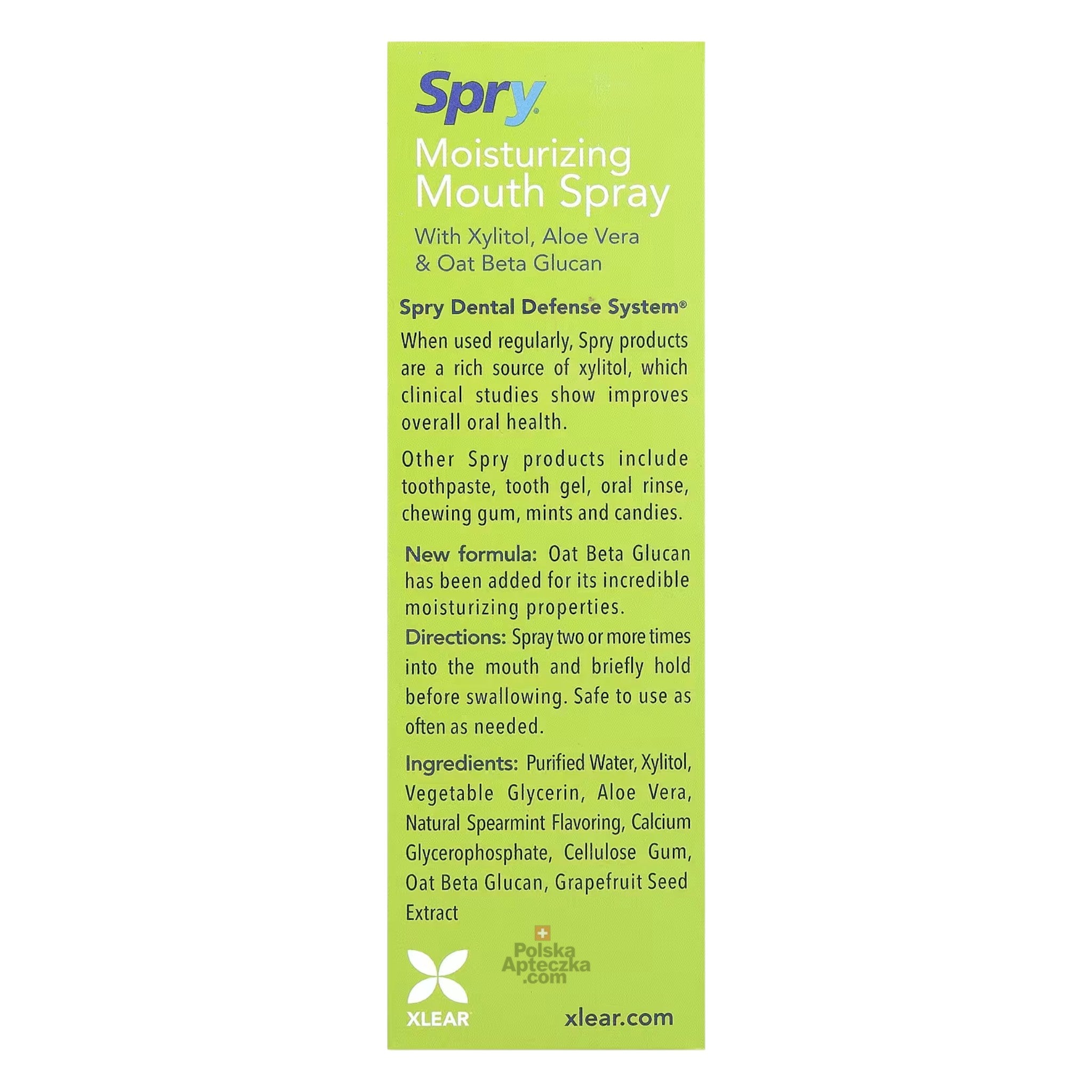 Spry mouth spray ingredients panel