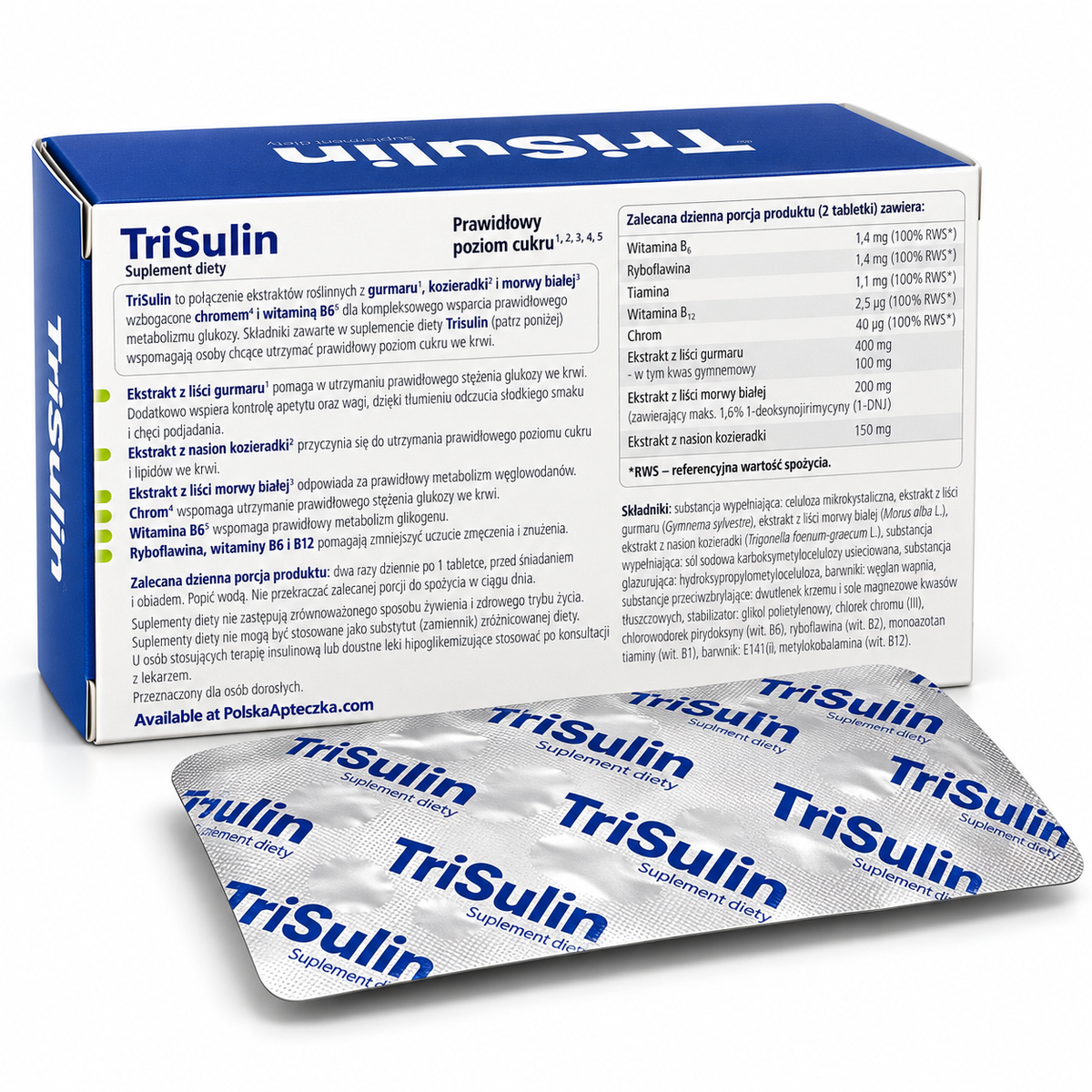 TriSulin 3 blood sugar support supplement with Gymnema white mulberry fenugreek and chromium 60 tablets Ingredients