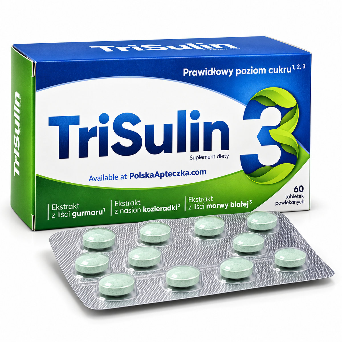 TriSulin 3 suplement na prawidłowy poziom cukru z gurmar morwą białą kozieradką i chromem 60 tabletek
