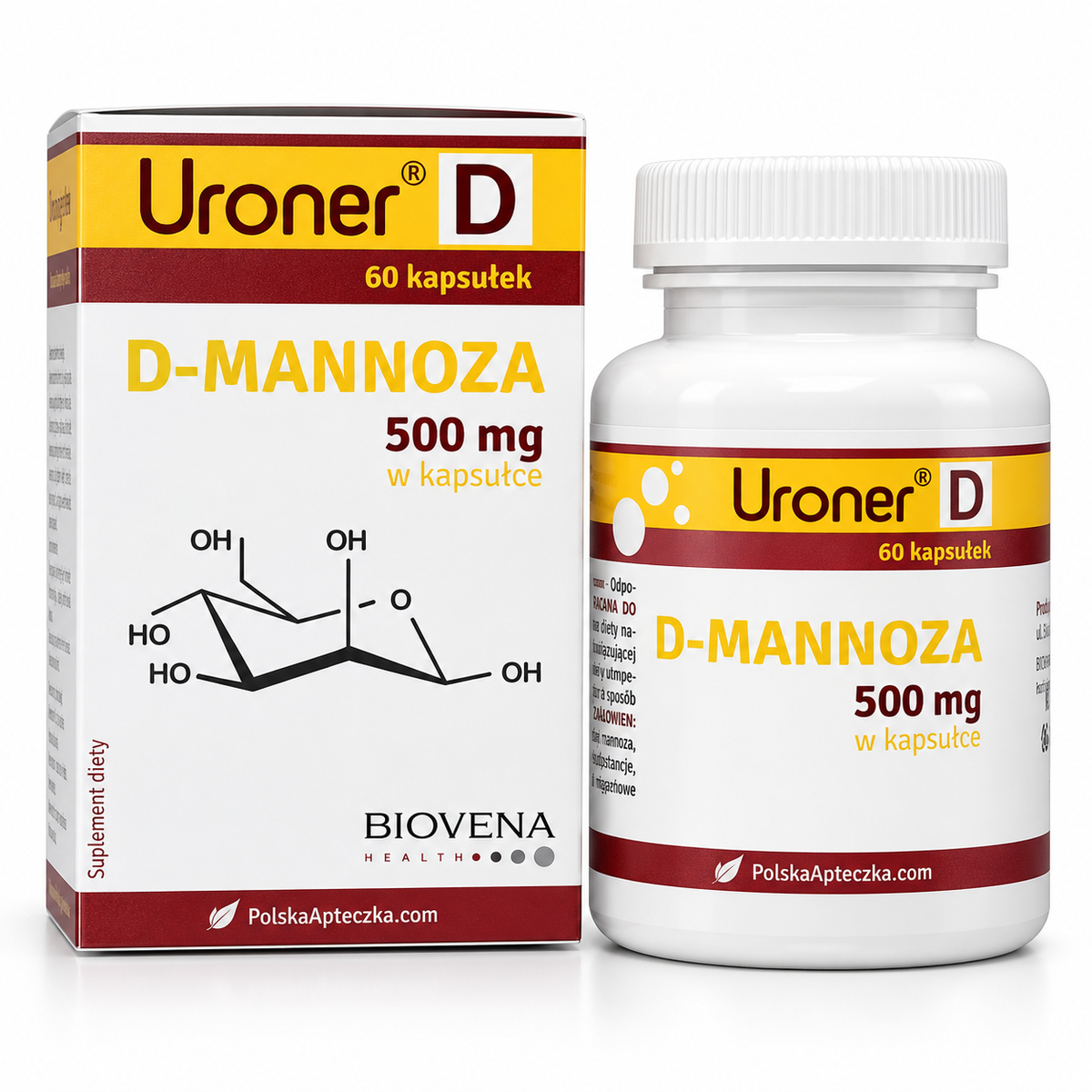 Uroner D D-Mannose 500mg 60 Capsules - Urinary Tract & Bladder Support
