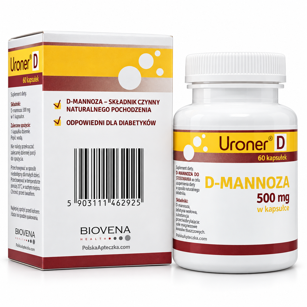 Uroner D D-Mannose 500mg 60 Capsules - Urinary Tract & Bladder Support Ingredients barcode