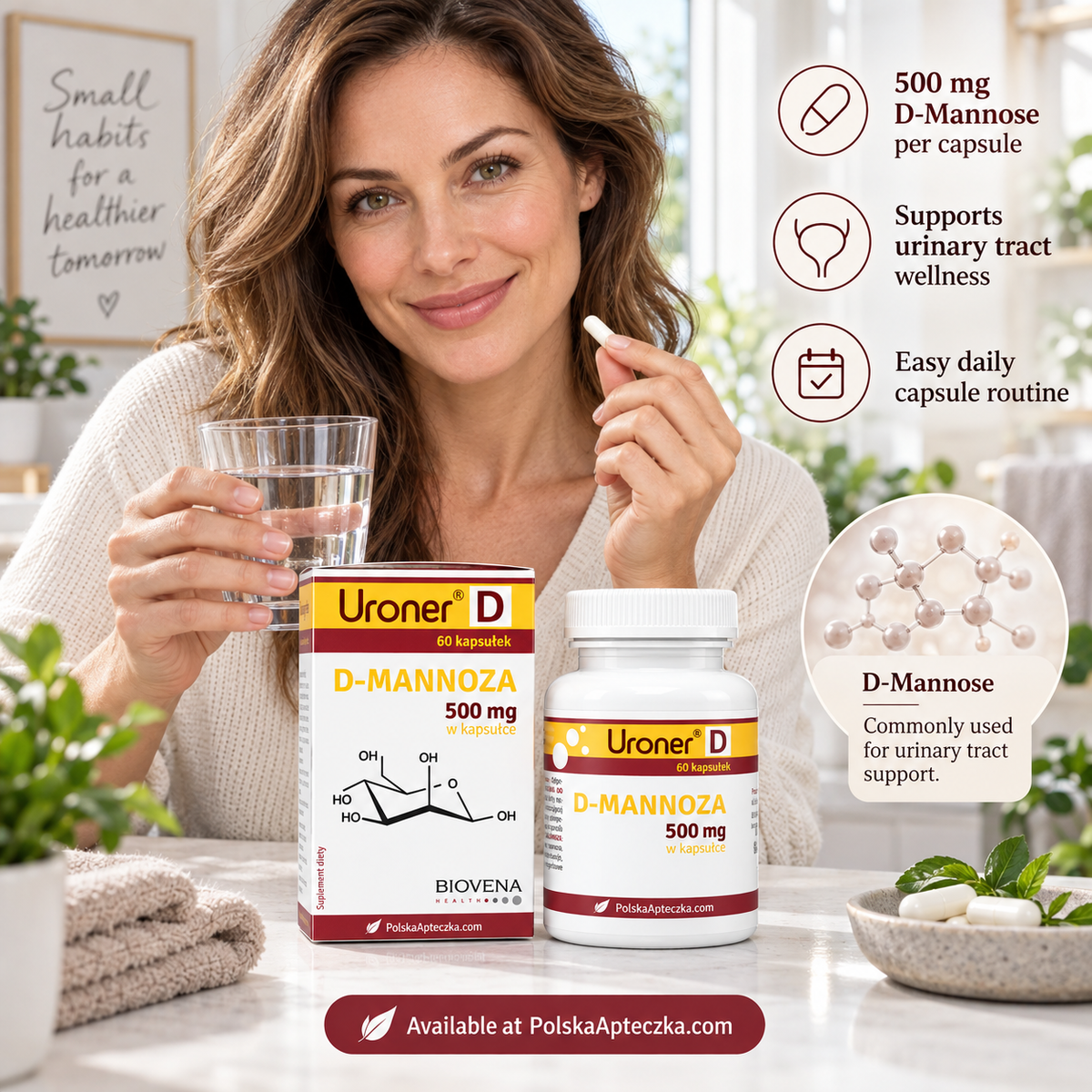 Uroner D D-Mannose 500mg 60 Capsules - Urinary Tract & Bladder Support Lifestyle