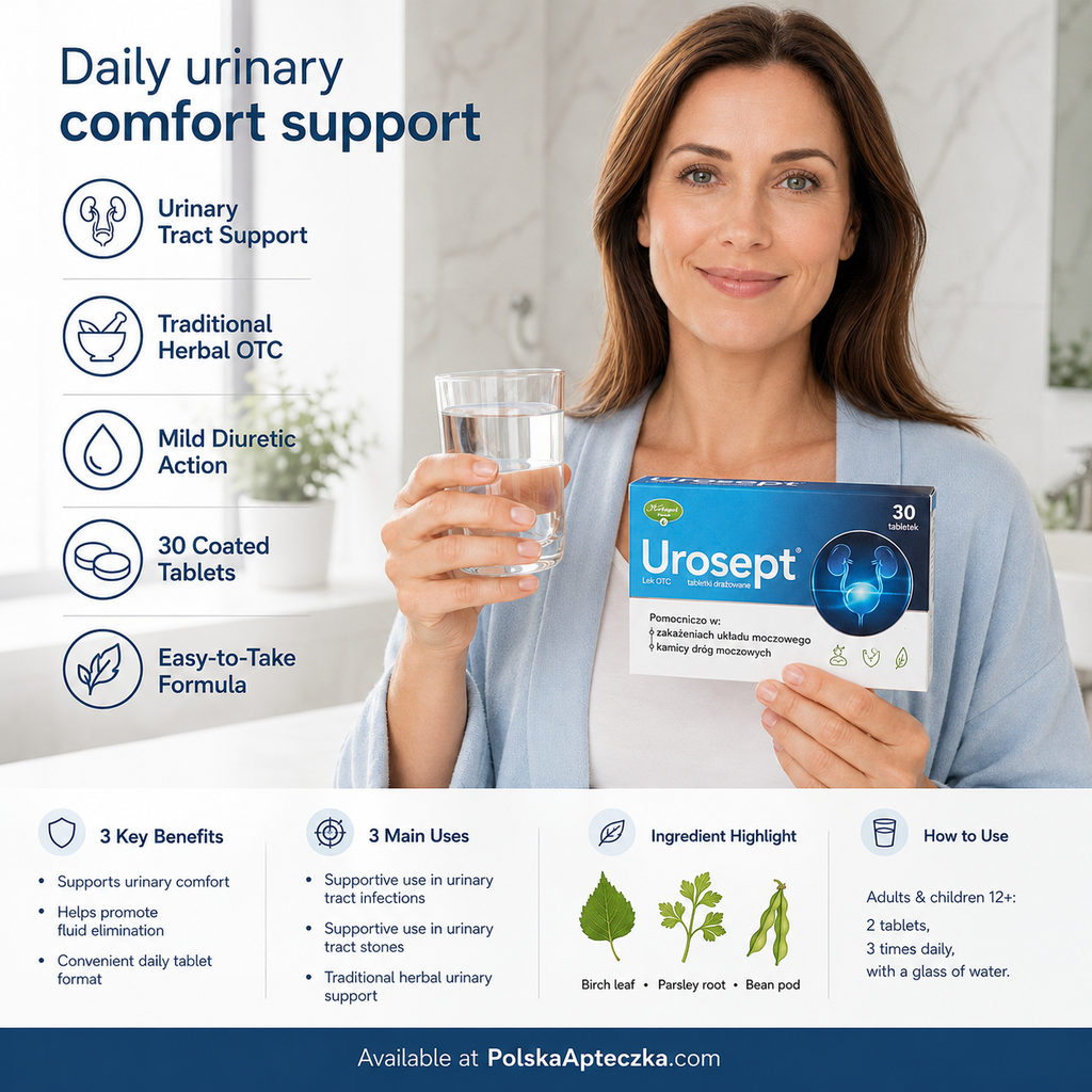 Urosept Urinary Tract Support Tablets 30 Count Herbapol Infographic