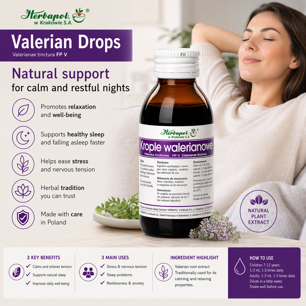 Valerian Drops Sleep Aid Herbapol Natural Calm Tincture Benefits