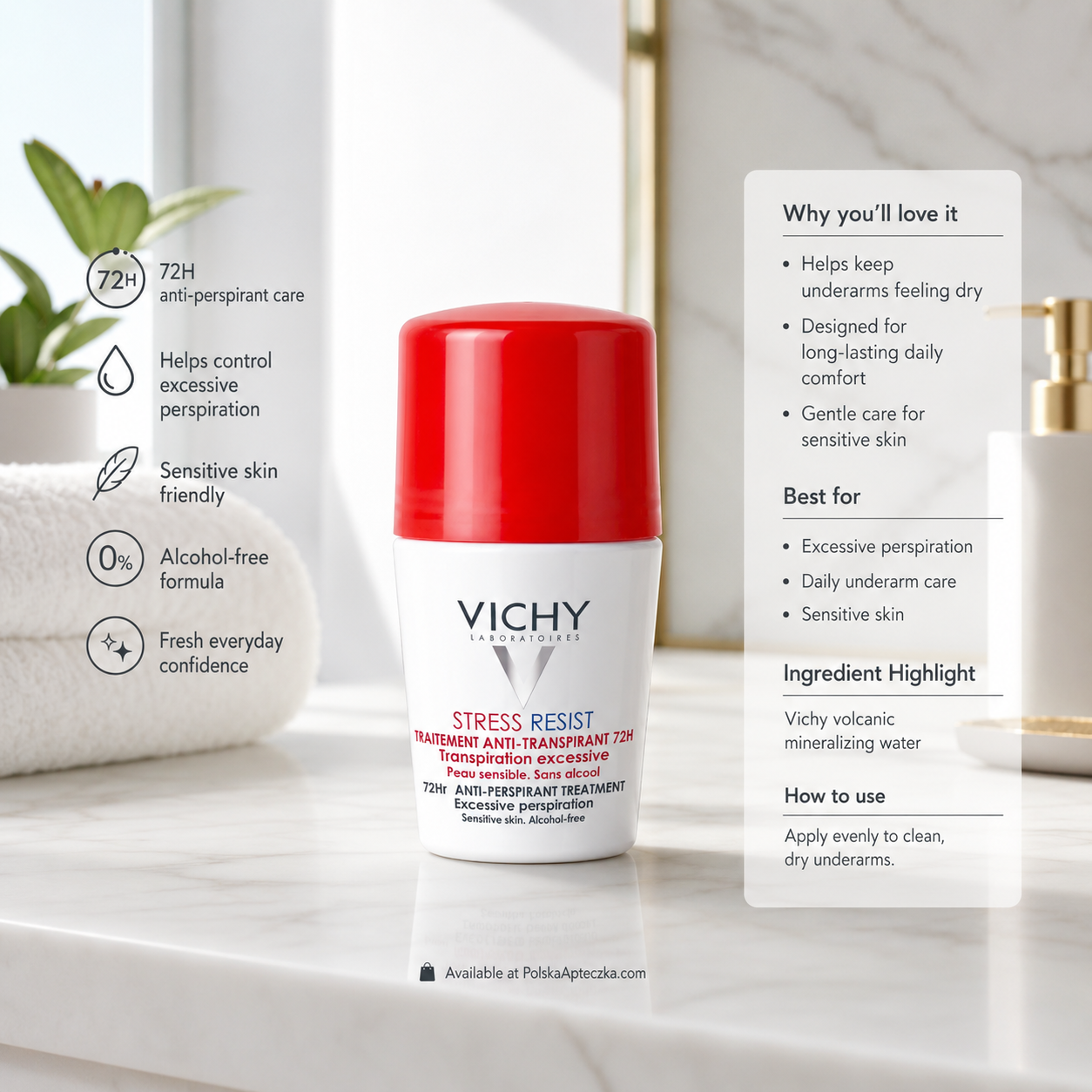 Vichy Stress Resist 72H Anti-Perspirant Roll-On 50ml Infographic