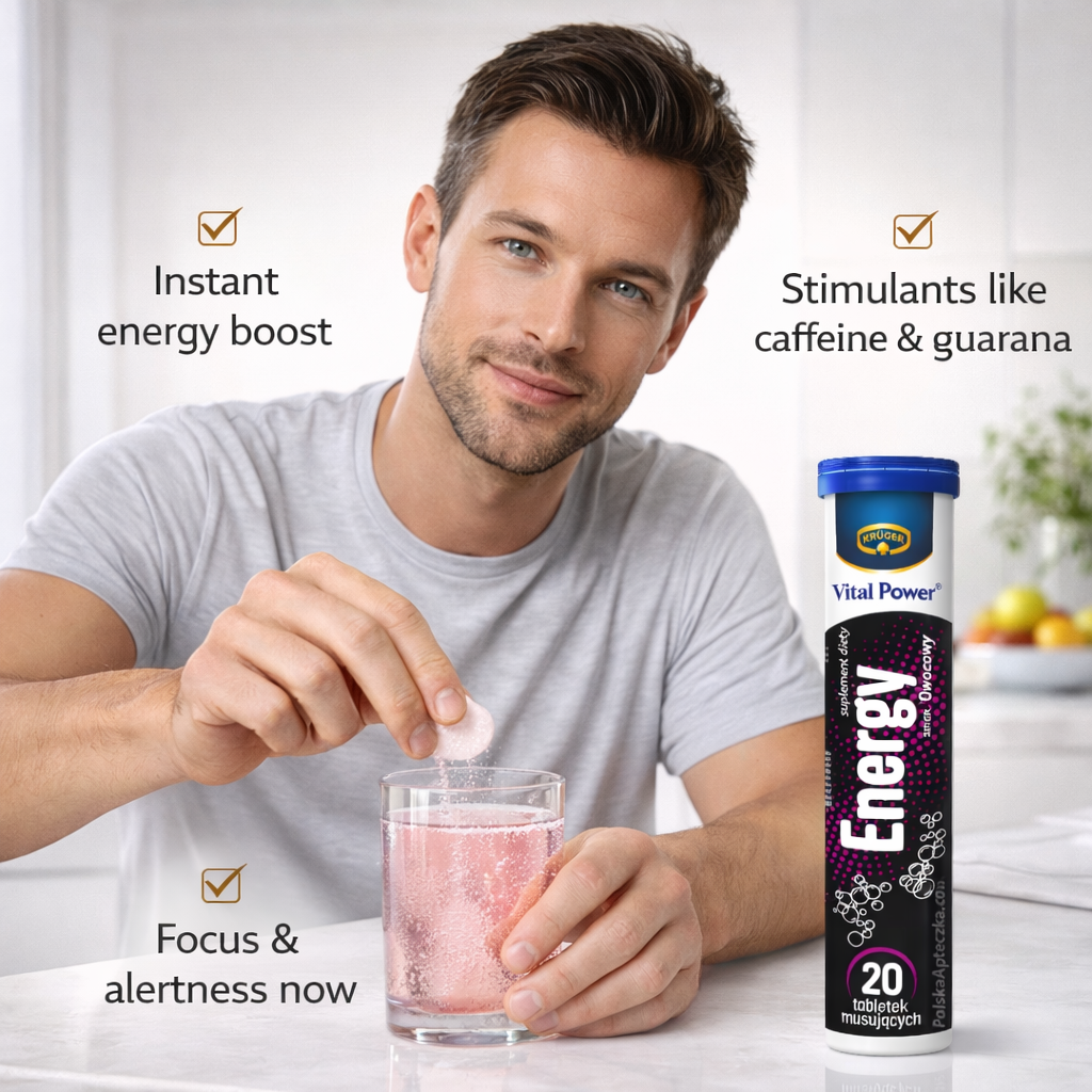 Vital Power Energy Effervescent Tablets Blackcurrant Flavor 20 Tablets Kruger lifestyle