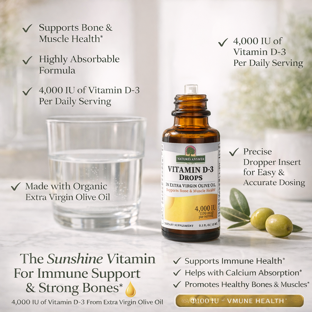 Vitamin D-3 Drops (4,000 IU in 2 Drops) 15ml (240 Servings)