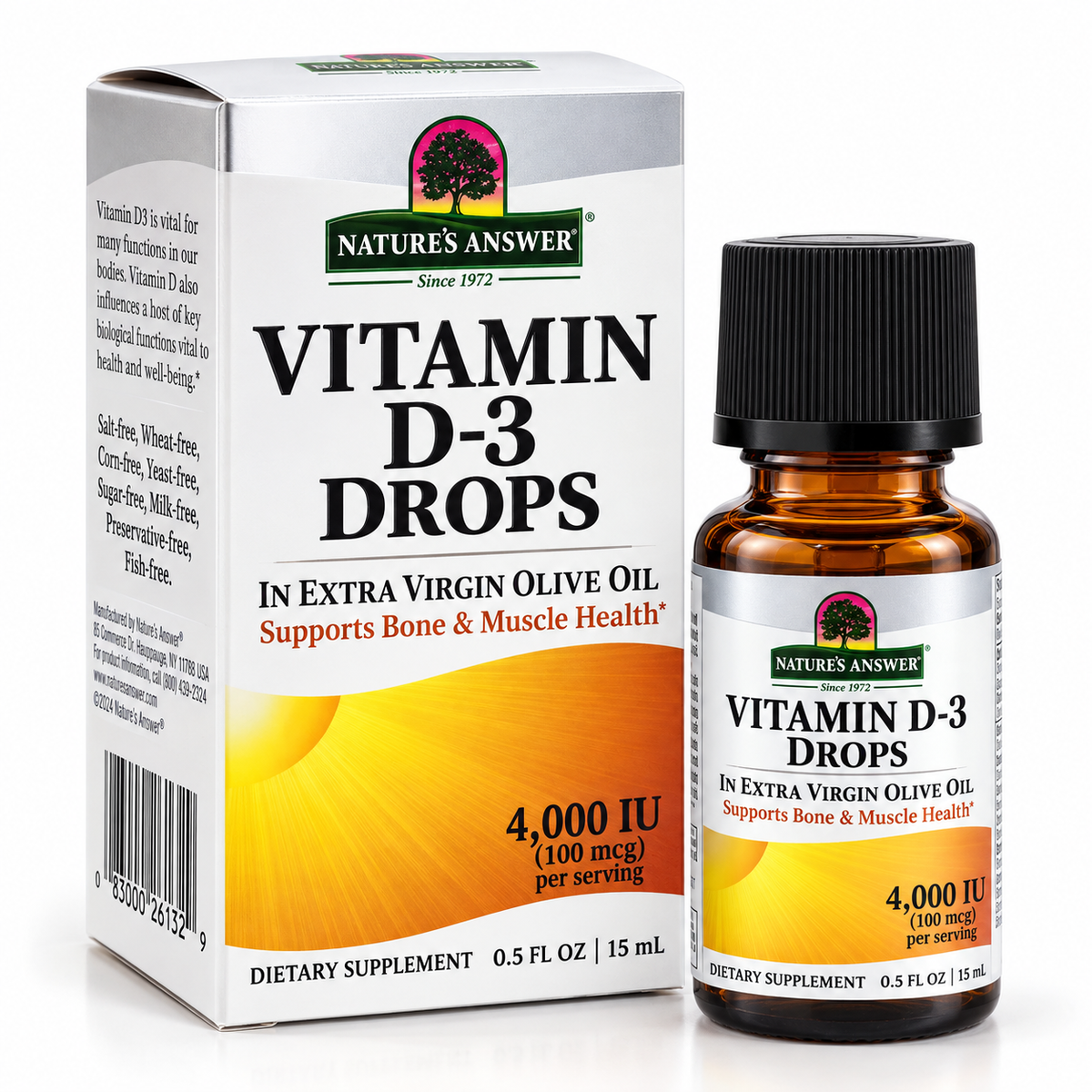 Vitamin D3 Drops 4000 IU in Extra Virgin Olive Oil