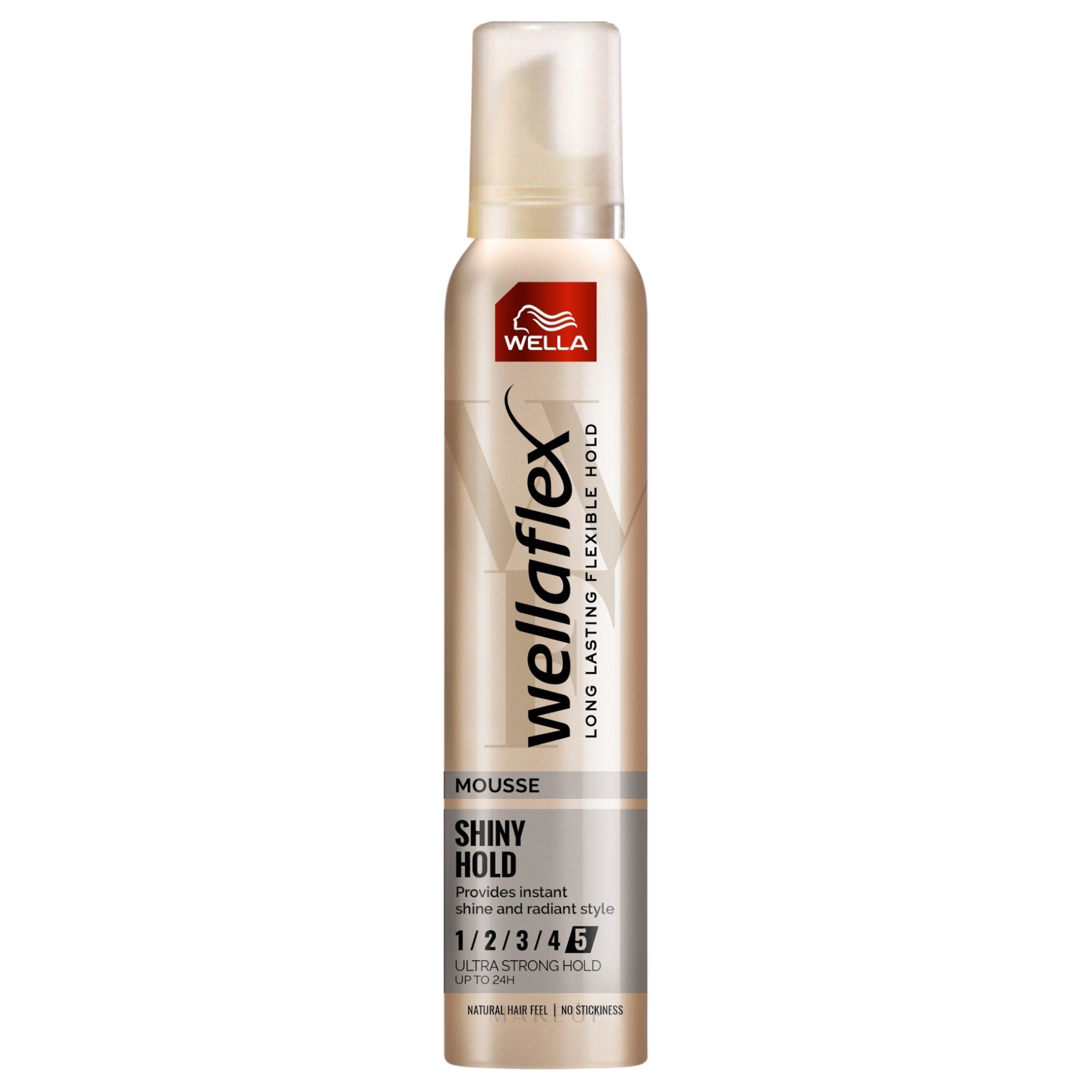 Wella Wellaflex Shiny Hold Mousse – Ultra Strong Hold Level 5 – 24H Flexible Control