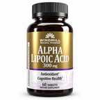 Windmill Natural Vitamins Alpha Lipoic Acid 300 mg antioxidant cognitive health supplement 60 tablets