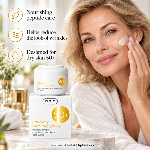 Ziaja 50+ Nourishing Peptide Anti-Wrinkle Cream for Dry Mature